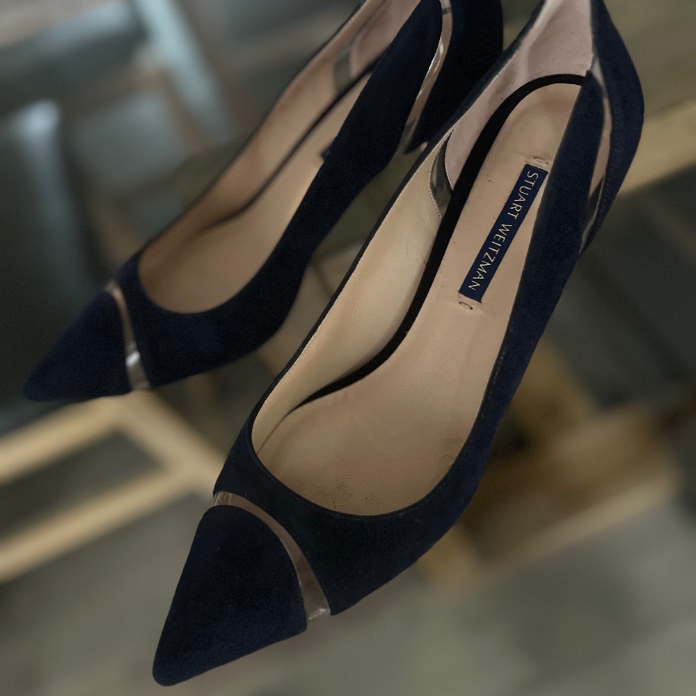 Stuart Weitzman navy suede heels